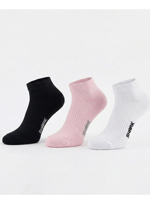 Shark Pack of 3  Half Towel Cotton Socket Socks For Women